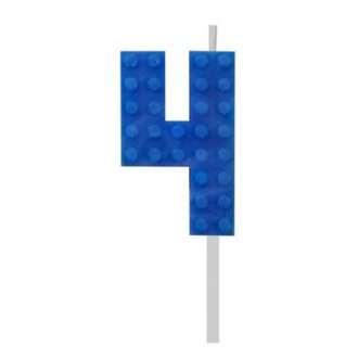 Építőkocka 4-es Blue Blocks tortagyertya, számgyertya