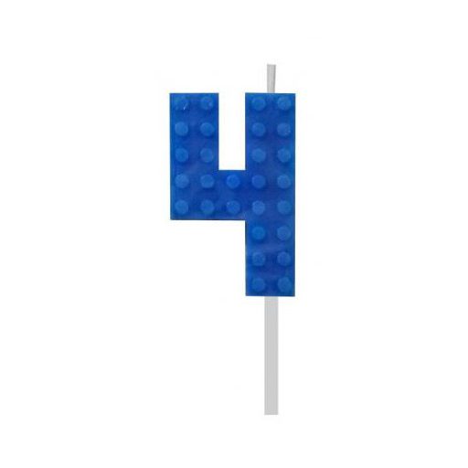 Építőkocka 4-es Blue Blocks tortagyertya, számgyertya