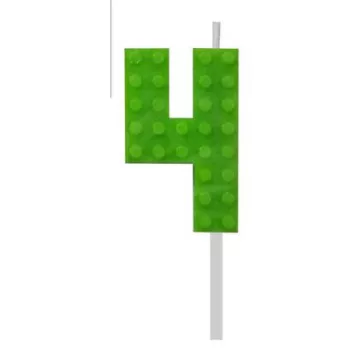 Építőkocka 4-es Green Blocks tortagyertya, számgyertya