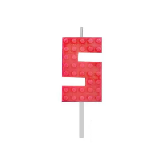 Építőkocka 5-ös Red Blocks tortagyertya, számgyertya Építőkocka 5-ös Red Blocks tortagyertya, számgyertya