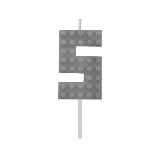 Építőkocka 5-ös Grey Blocks tortagyertya, számgyertya