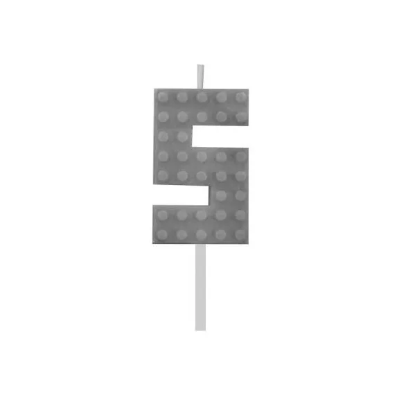Építőkocka 5-ös Grey Blocks tortagyertya, számgyertya Építőkocka 5-ös Grey Blocks tortagyertya, számgyertya