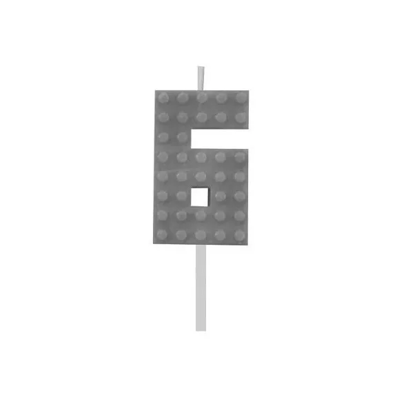 Építőkocka 6-os Grey Blocks tortagyertya, számgyertya Építőkocka 6-os Grey Blocks tortagyertya, számgyertya