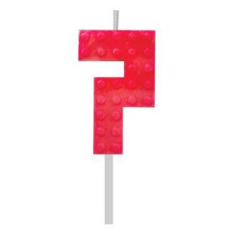 Építőkocka 7-es Red Blocks tortagyertya, számgyertya