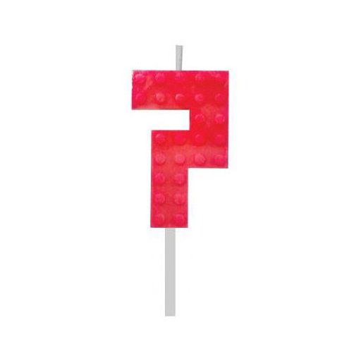 Építőkocka 7-es Red Blocks tortagyertya, számgyertya