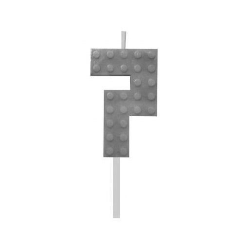 Építőkocka 7-es Grey Blocks tortagyertya, számgyertya