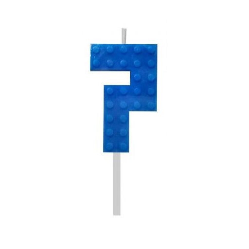 Építőkocka 7-es Blue Blocks tortagyertya, számgyertya