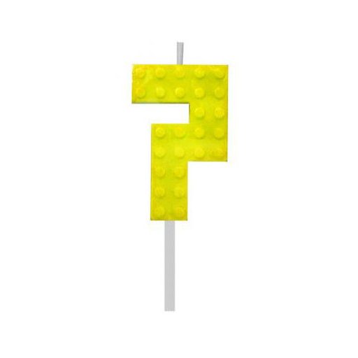 Építőkocka 7-es Yellow Blocks tortagyertya, számgyertya