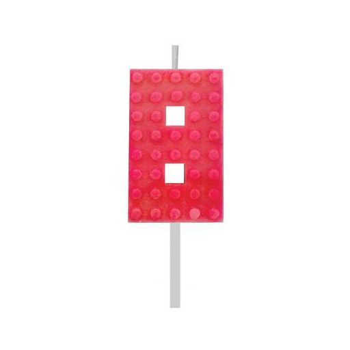 Építőkocka 8-as Red Blocks tortagyertya, számgyertya