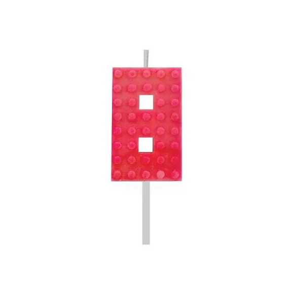 Építőkocka 8-as Red Blocks tortagyertya, számgyertya Építőkocka 8-as Red Blocks tortagyertya, számgyertya