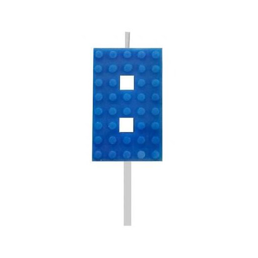 Építőkocka 8-as Blue Blocks tortagyertya, számgyertya