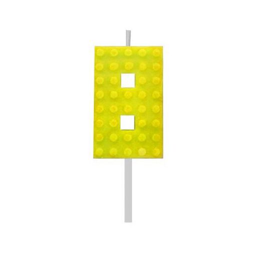 Építőkocka 8-as Yellow Blocks tortagyertya, számgyertya