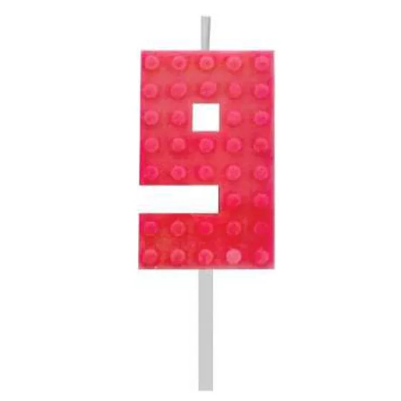 Építőkocka 9-es Red Blocks tortagyertya, számgyertya Építőkocka 9-es Red Blocks tortagyertya, számgyertya