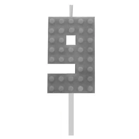 Építőkocka 9-es Grey Blocks tortagyertya, számgyertya Építőkocka 9-es Grey Blocks tortagyertya, számgyertya