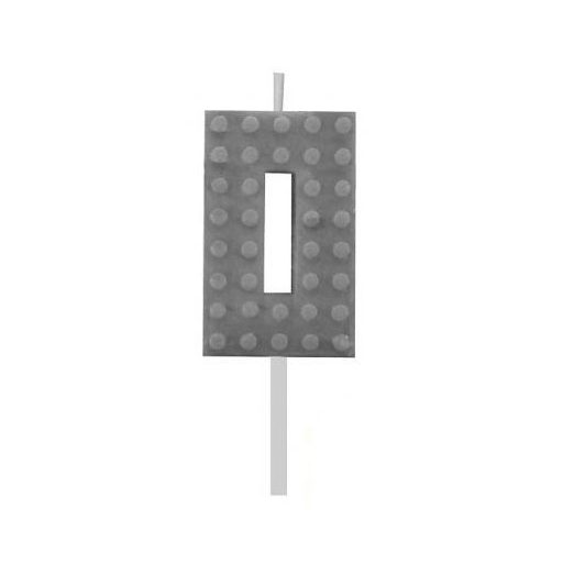 Építőkocka 0-ás Grey Blocks tortagyertya, számgyertya