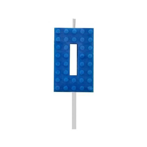 Építőkocka 0-ás Blue Blocks tortagyertya, számgyertya