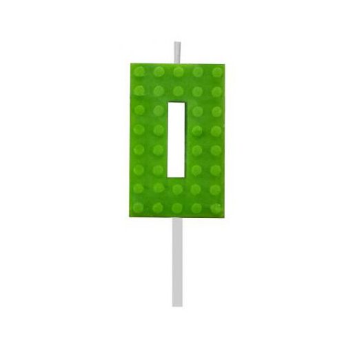 Építőkocka 0-ás Green Blocks tortagyertya, számgyertya