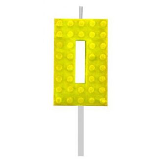 Építőkocka 0-ás Yellow Blocks tortagyertya, számgyertya