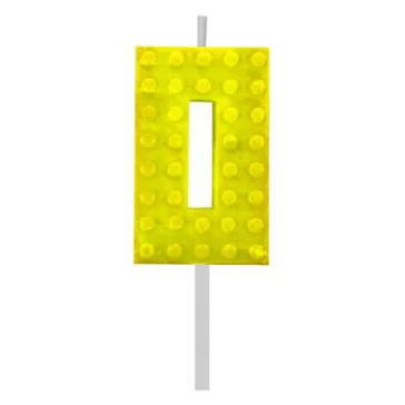 Építőkocka 0-ás Yellow Blocks tortagyertya, számgyertya