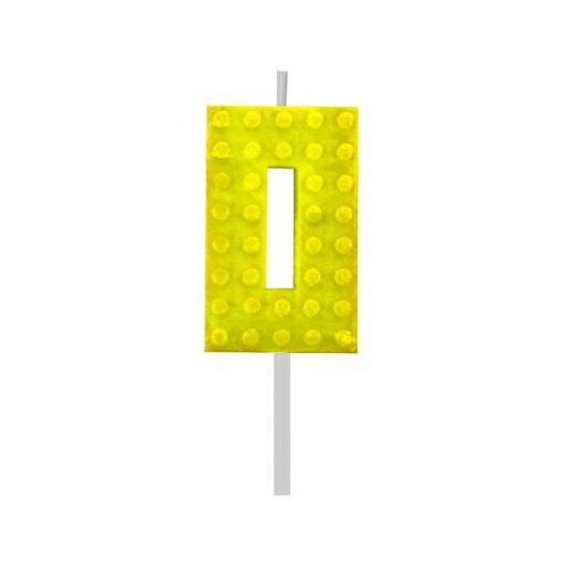 Építőkocka 0-ás Yellow Blocks tortagyertya, számgyertya