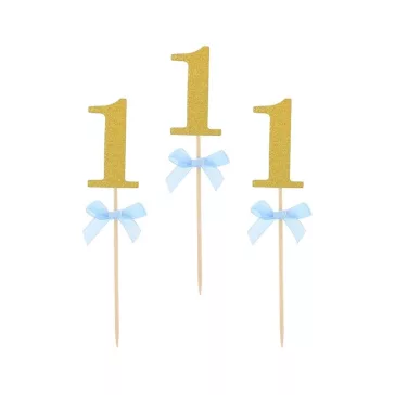 Kék 1st Birthday díszítő pálca 10 db-os