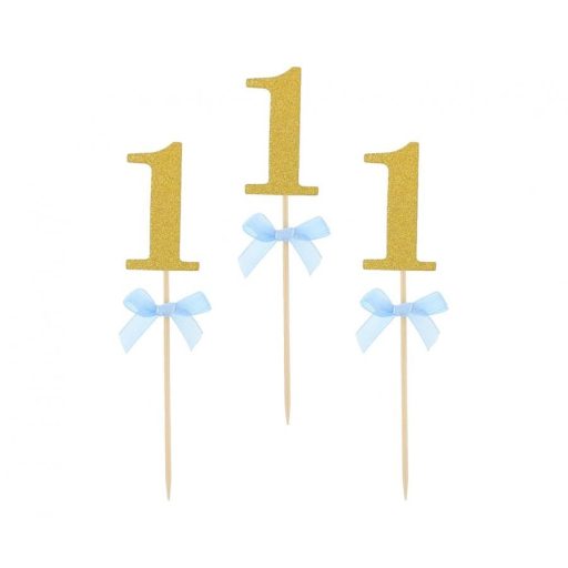 Kék 1st Birthday díszítő pálca 10 db-os