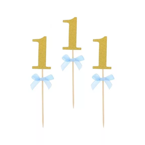 Kék 1st Birthday díszítő pálca 10 db-os Kék 1st Birthday díszítő pálca 10 db-os