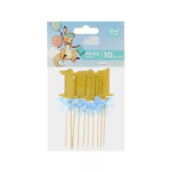 Kék 1st Birthday díszítő pálca 10 db-os