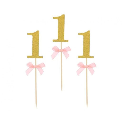 Rózsaszín 1st Birthday díszítő pálca 10 db-os