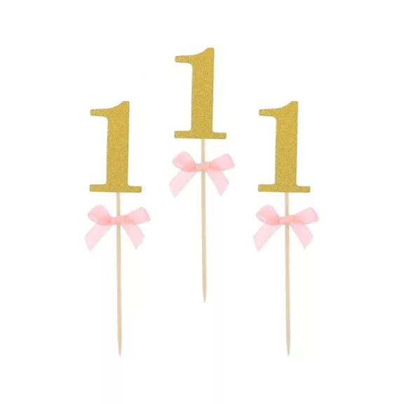 Rózsaszín 1st Birthday díszítő pálca 10 db-os Rózsaszín 1st Birthday díszítő pálca 10 db-os