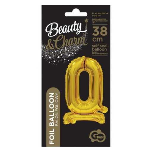 Arany B&C Gold mini 0-ás szám fólia lufi talppal 38 cm