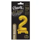 Arany B&C Gold mini 2-es szám fólia lufi talppal 38 cm