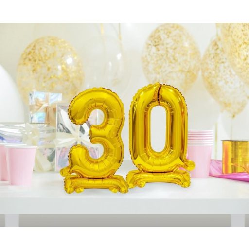 Arany B&C Gold mini 3-as szám fólia lufi talppal 38 cm