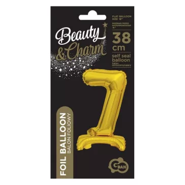 Arany B&C Gold mini 7-es szám fólia lufi talppal 38 cm