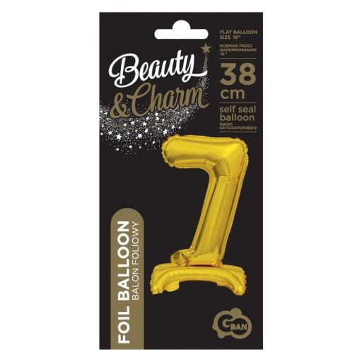 Arany B&C Gold mini 7-es szám fólia lufi talppal 38 cm