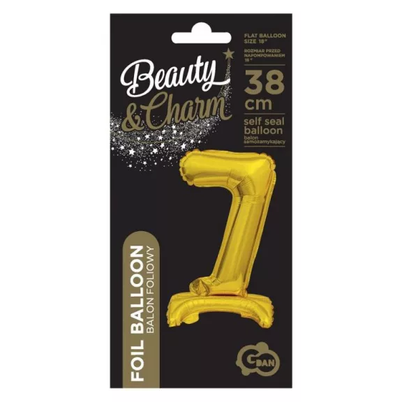 Arany B&C Gold mini 7-es szám fólia lufi talppal 38 cm