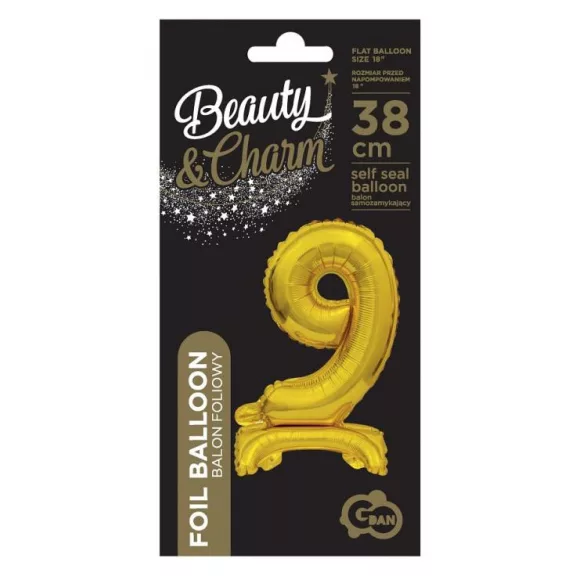 Arany B&C Gold mini 9-es szám fólia lufi talppal 38 cm