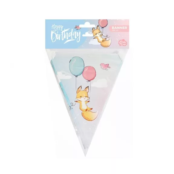 Róka Happy Birthday Fox zászlófüzér 326 cm