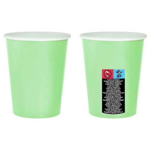 Zöld Solid Mint papír pohár 14 db-os 270 ml