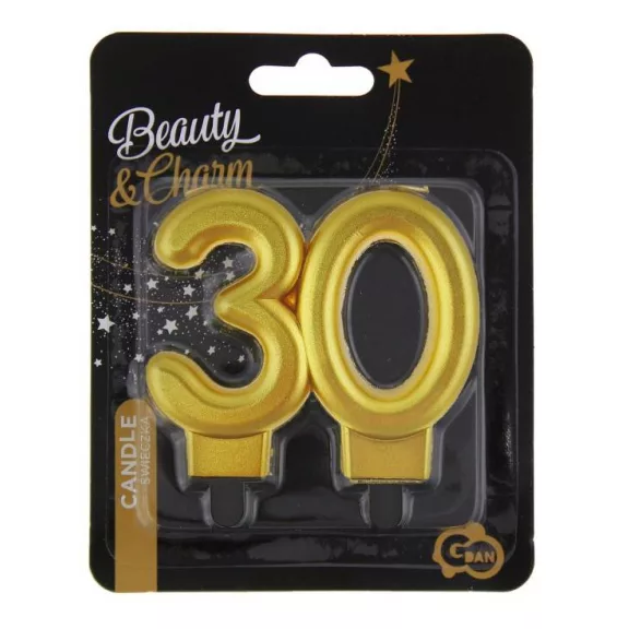 Arany 30-as Gold tortagyertya, számgyertya