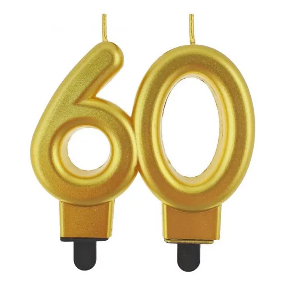 Arany 60-as Gold tortagyertya, számgyertya Arany 60-as Gold tortagyertya, számgyertya
