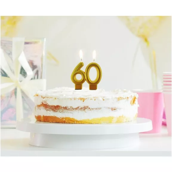 Arany 60-as Gold tortagyertya, számgyertya