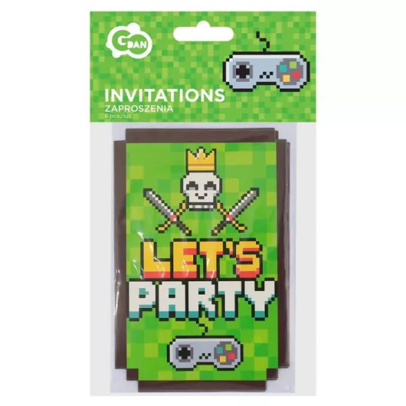 Játék Game On party meghívó 6 db-os