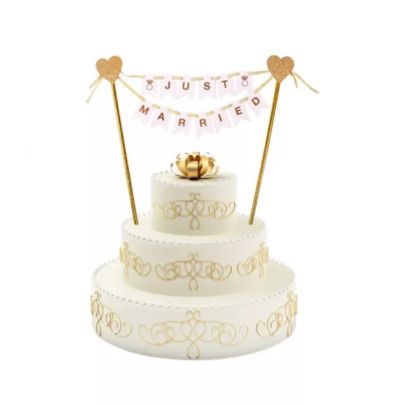 Esküvő Just Married torta dekoráció 25 cm Esküvő Just Married torta dekoráció 25 cm