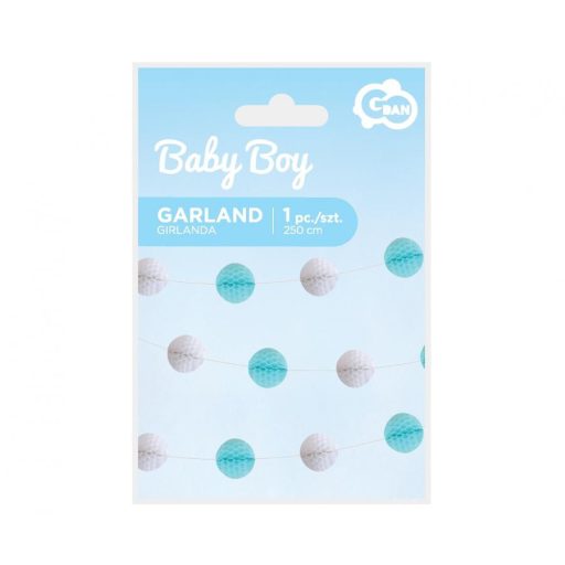 Baby Boy papír pom pom girland 250 cm