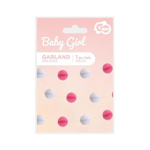 Baby Girl papír pom pom girland 250 cm