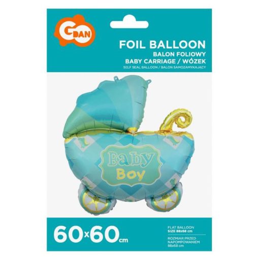 Kék babakocsi Carriage Blue fólia lufi 60 cm