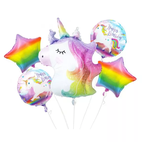 Unikornis Rainbow fólia lufi 5 db-os szett Unikornis Rainbow fólia lufi 5 db-os szett