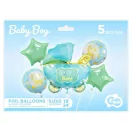 Kék babakocsi Carriage Blue fólia lufi 5 db-os szett