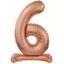 Rose Gold 6-os szám fólia lufi talppal 74 cm